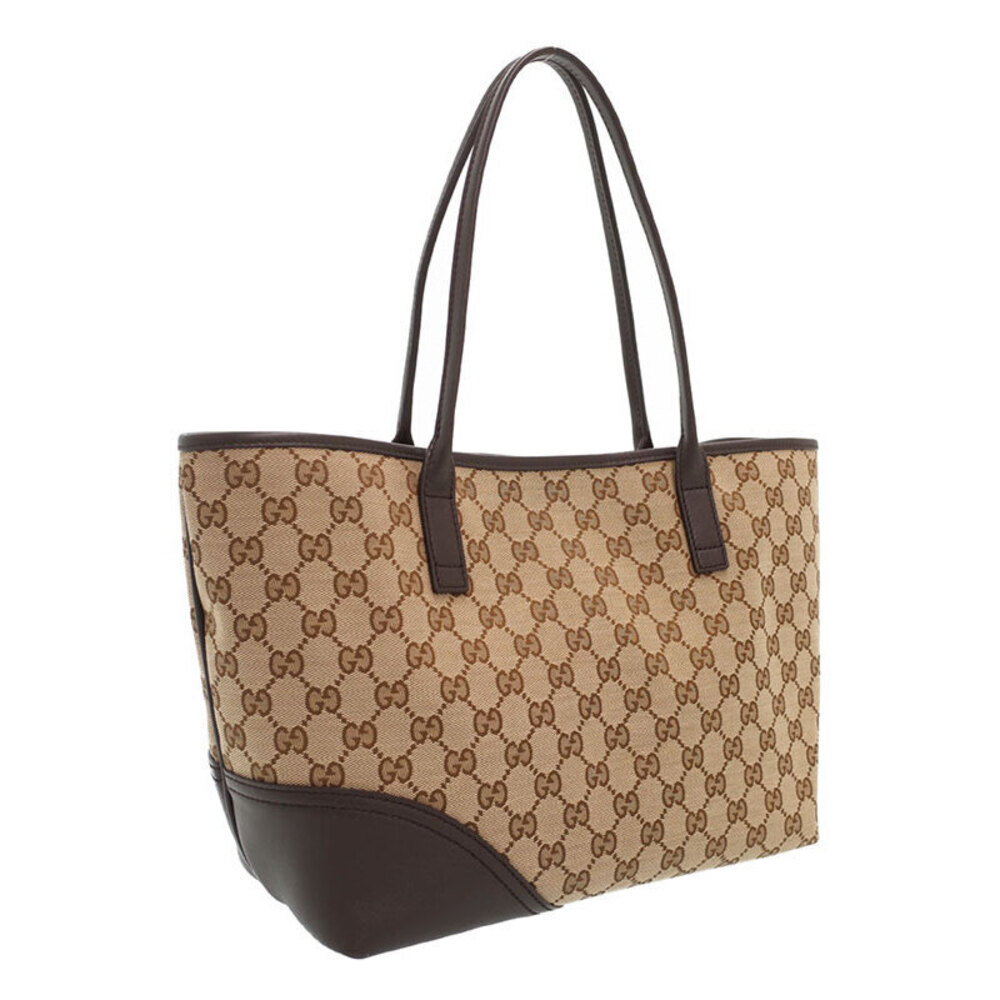 Gucci Tote GG monogram Britt Canvas Bag mocha canvas brown leather